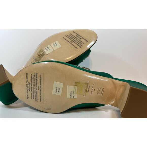 L.K. Bennett Sabrina Green Satin Mules With Embellished Detailing Size 37 - Picture 4 of 8